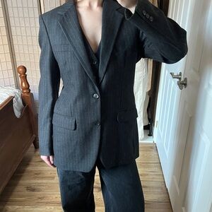 Wool pinstripe vest and blazer
